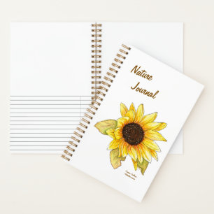 Sonnenblumen-Spiralenskizze/liniertes Journal anpa Notizblock