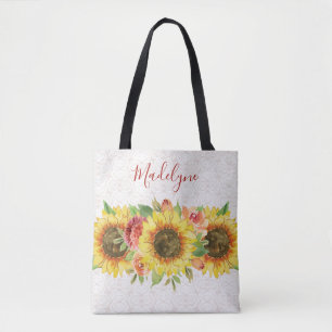 Sonnenblumen Spitze Wasserfarbe Floral Tasche