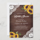 Sonnenblumen Spitzen Foto QR Code Brautparty Einladung (Vorderseite)