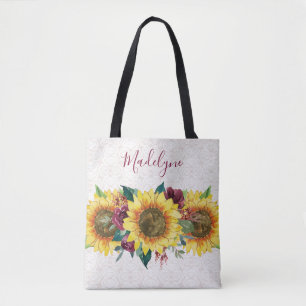 Sonnenblumen Spitzen Wasserfarbe Burgund Blumen Tasche