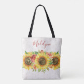 Sonnenblumen Spitzen Wasserfarbenflora Tasche (Rückseite)