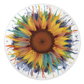 Sonnenblumen Splash Art Keramikknauf (Vorderseite)