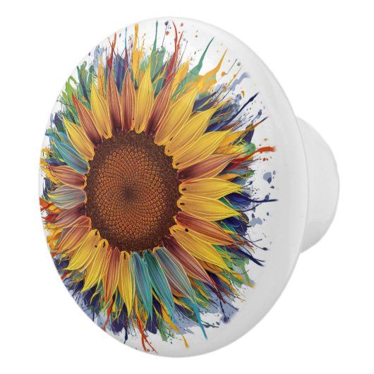 Sonnenblumen Splash Art Keramikknauf (Rechts)