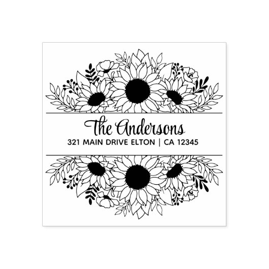 Sonnenblumen Split Monogram Theme Gummistempel (Prägung)