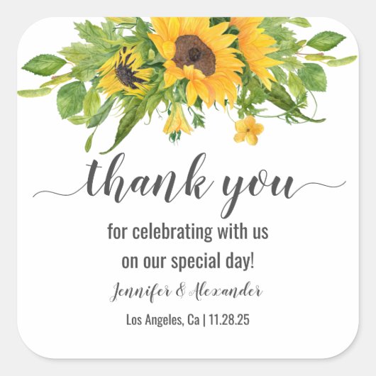 Sonnenblumen Square Sticker (Vorderseite)