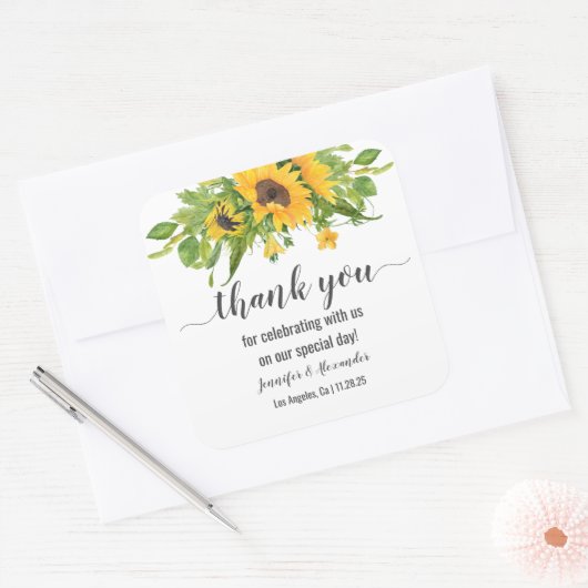 Sonnenblumen Square Sticker (Umschlag)