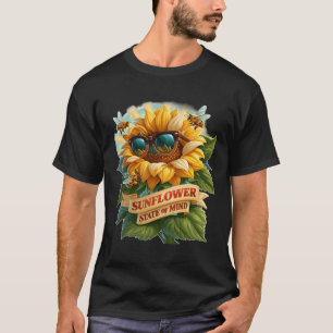 Sonnenblumen-Staatsgemüt Cooler Sommer Biene T-Shirt