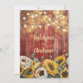 Sonnenblumen Stall Holz String Lichter Rustikale H Einladung (Rückseite)