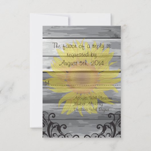 Sonnenblumen Stallholz-Sammlung UAWG RSVP Karte (Rückseite)