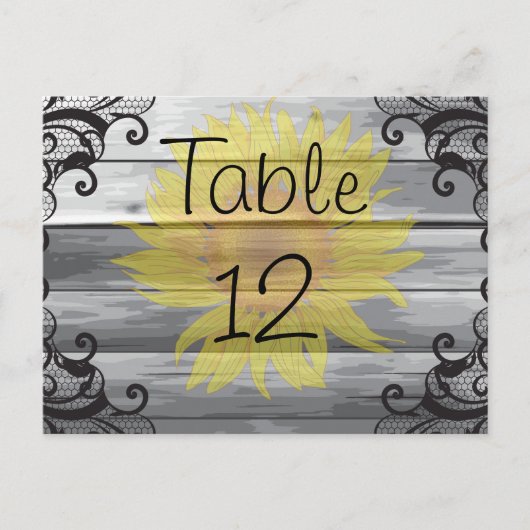 Sonnenblumen Stallholz und schwarze Spitzen Postkarte (Vorderseite)