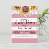 Sonnenblumen staubige Rose rosa Brautparty Einladung (Stehend Vorderseite)
