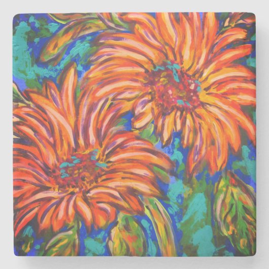 Sonnenblumen Stein Untersetzer (Vorderseite)