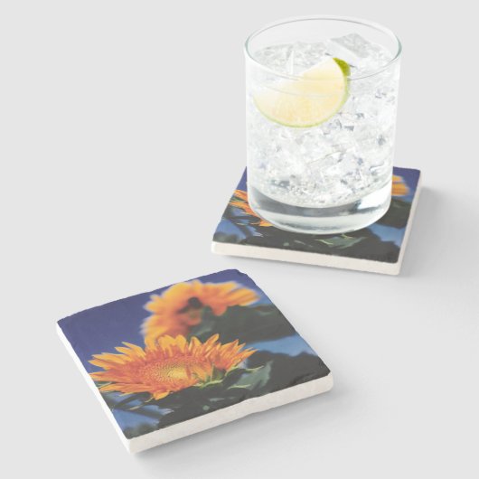 Sonnenblumen Steinuntersetzer (Seitenansicht)