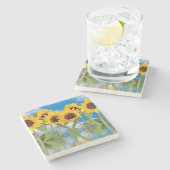 Sonnenblumen Steinuntersetzer (Seitenansicht)