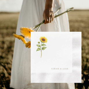 Sonnenblumen-Stiel-Paar-Namen Personalisiert Geprä Serviette