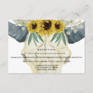 Sonnenblumen-Stier-Schädel-Wasserfarben-Hochzeitse Begleitkarte
