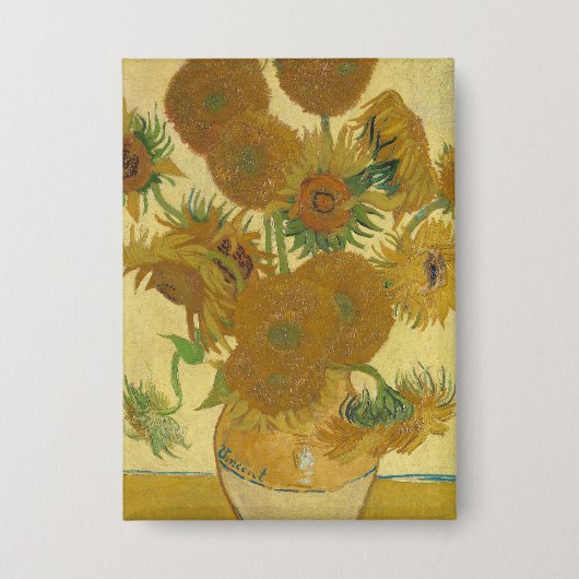 Sonnenblumen, Stillleben Ölgemälde, Van Gogh Button (Vorderseite)