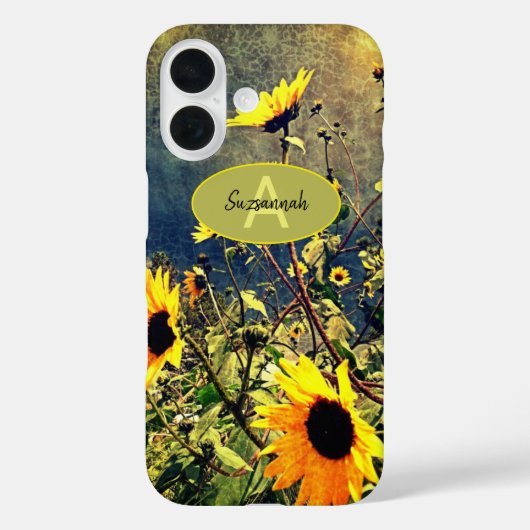 Sonnenblumen Stormy Clouds Custom Monogram Name Ca Case-Mate iPhone Hülle (Rückseite)