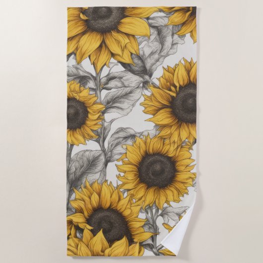 Sonnenblumen Strandtuch (Vorderseite)