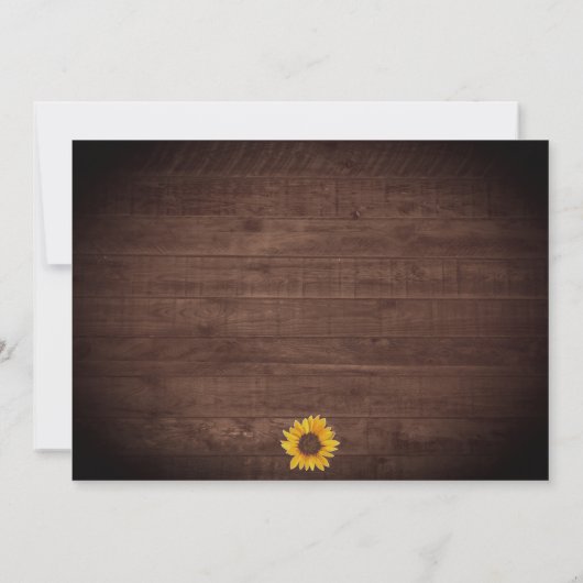 Sonnenblumen & Streichelleuchten auf Holz Rustikal Einladung (Rückseite)