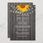 Sonnenblumen & Streichellichtblumen Stallholz Hoch Einladung (Vorne/Hinten)