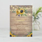 Sonnenblumen, Streichellichter, Quinceñera Einladung (Stehend Vorderseite)