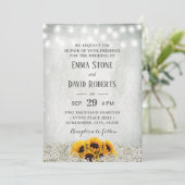 Sonnenblumen & Streichellichter Rustikale Blumenho Einladung (Stehend Vorderseite)