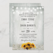 Sonnenblumen & Streichellichter Rustikale Blumenho Einladung (Vorne/Hinten)