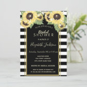 Sonnenblumen, Streichlichtblumen, gestreiftes Brau Einladung (Stehend Vorderseite)