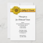 Sonnenblumen Streifen Hochzeitessen Probe Einladung (Vorderseite)