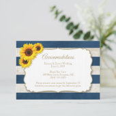 Sonnenblumen Streifen Navy Blue Unterkünfte Begleitkarte (Stehend Vorderseite)