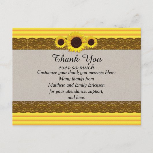 Sonnenblumen, Streifen und braune Spitzen Postkarte (Vorderseite)