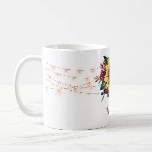 Sonnenblumen-String-Lichter Blumenmonogramm Kaffeetasse (Links)