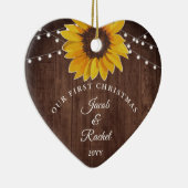 Sonnenblumen String Light Rustic Unser erstes Weih Keramik Ornament (Rechts)