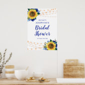 Sonnenblumen-String-Lights Blau-Blumen-Brautparty Poster (Küche)