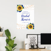Sonnenblumen-String-Lights Blau-Blumen-Brautparty Poster (Heimbüro)