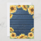 Sonnenblumen, String Lights Blue Wood Retirement Einladung (Rückseite)