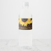 Sonnenblumen String Lights Geburtstagsparty Wasserflaschenetikett (Vorderseite)