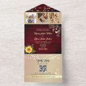 Sonnenblumen String Lights Hochzeitsstift QR Code All In One Einladung (Innen Boden)