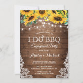 Sonnenblumen String Lights I DO GRILLEN Engagement Einladung (Vorderseite)