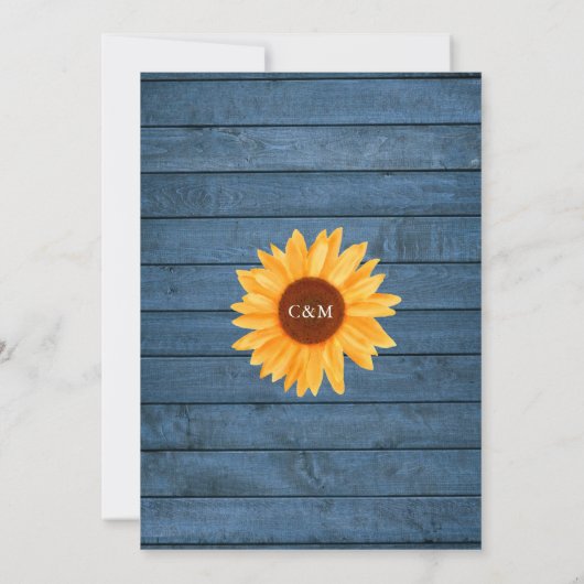 Sonnenblumen String Lights Mason Jars Blue Wedding Einladung (Rückseite)