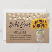 Sonnenblumen-String Lights Rustic Kraft Brautparty Einladung (Vorderseite)