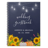 Sonnenblumen String Lights Rustic Wedbook Notizblock (Vorderseite)