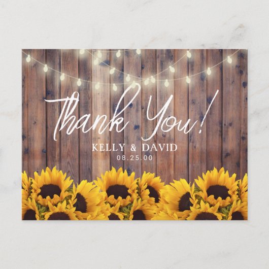 Sonnenblumen String Lights Rustikale Hochzeit Viel Postkarte (Vorderseite)