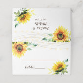 Sonnenblumen String Lights Rustische Hochzeit aus  Platzkarte (Außenseite Aufgefaltet)