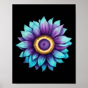 Sonnenblumen-Suizidpräventionsbewusstsein Teal Lil Poster
