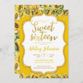 Sonnenblumen Süße 16 Einladung (Vorne/Hinten)