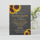 Sonnenblumen Tafel Herbsthaus Erwärmung Grillen Einladung (Stehend Vorderseite)