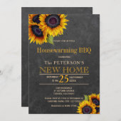 Sonnenblumen Tafel Herbsthaus Erwärmung Grillen Einladung (Vorne/Hinten)