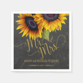 Sonnenblumen-Tafel Mr und mrs Skript Hochzeit Serviette (Vorderseite)